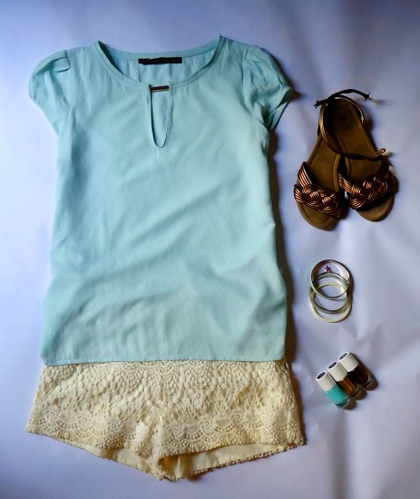 Vert Amande et Short Crochet - look sweet monday - été 2014 - bordelaise-by-mimi.com blog mode beauté bons plans Bordeaux