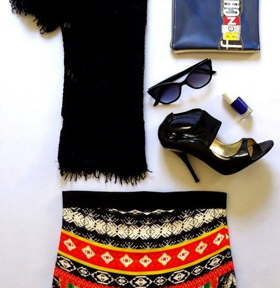 orange + bleu - top jennyfer - jupe zara - bordelaise-by-mimi.com - blog mode bordeaux